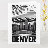 Denver Colorado Silhouette Zwart Wit Houtsnede Kaart (Gele Bloem)