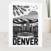 Denver Colorado Silhouette Zwart Wit Houtsnede Kaart (Achterkant)
