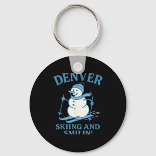 Denver Colorado skiën en lachende sneeuwman Sleutelhanger