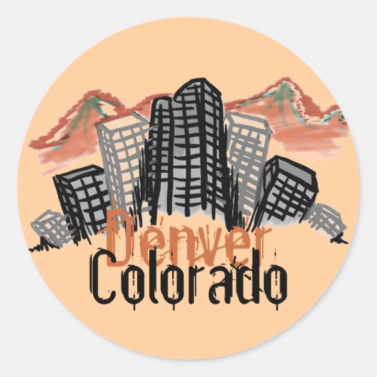 Denver Colorado skyline artistieke sticker (Voorkant)