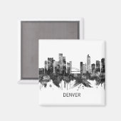Denver Colorado Skyline BW Magneet (Voorkant / Achterkant)