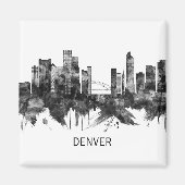 Denver Colorado Skyline BW Magneet (Voorkant)