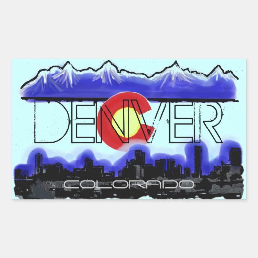 Denver Colorado skyline decoratieve stickers (Voorkant)