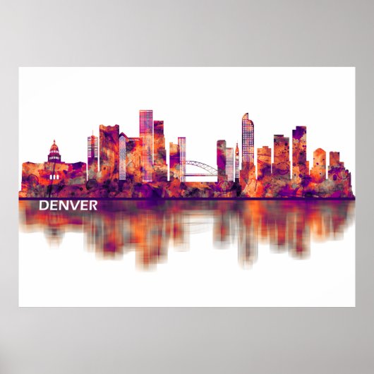 Denver Colorado Skyline Poster (Voorkant)