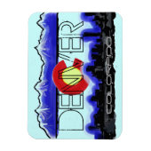 Denver Colorado skyline staat vlag kunstzinnige ma Magneet (Verticaal)