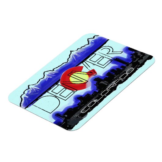 Denver Colorado skyline staat vlag kunstzinnige ma Magneet (Linkerzijde)