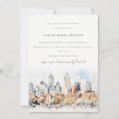 Denver Colorado Skyline Waterverf Baby shower Kaart (Voorkant)