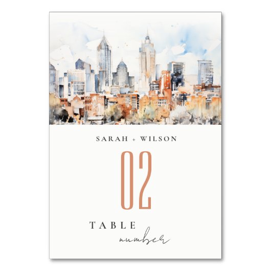Denver Colorado Skyline Waterverf bruiloft Kaart (Achterkant)