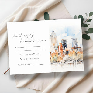 Denver Colorado Skyline Waterverf bruiloft RSVP Kaartje