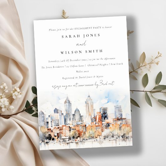 Denver Colorado Skyline Waterverf Verloving Kaart