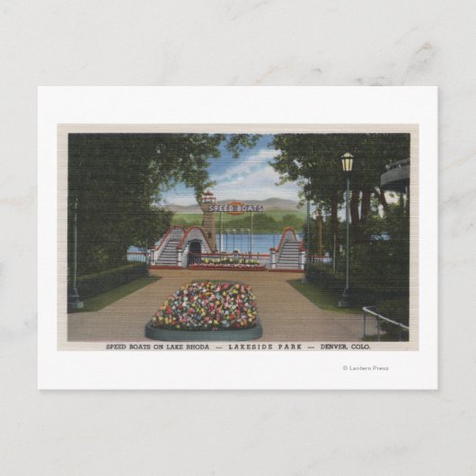 Denver, Colorado - Speed Boats op het Rhoda-meer Briefkaart (Voorkant)