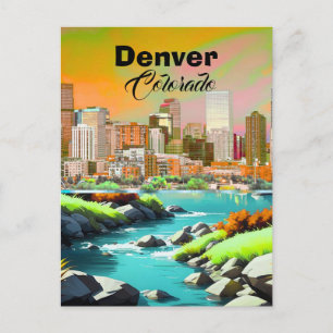 Denver Colorado Stad Reizen Print, Denver Colorado Briefkaart