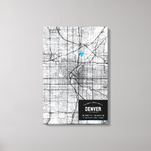Denver, Colorado Stadsplattegrond + Markeer uw loc
