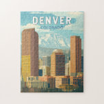 Denver Colorado Travel Art Vintage Legpuzzel<br><div class="desc">Denver retro vector reisontwerp. Denver,  de hoofdstad van Colorado,  is een Amerikaanse metropool die dateert uit het Oude Westen. Larimer Square,  het oudste blok van de stad,  beschikt over monumentale 19e-eeuwse gebouwen.</div>