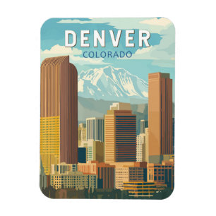 Denver Colorado Travel Art Vintage Magneet