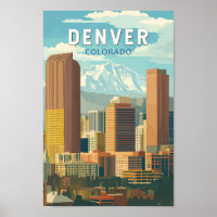 Denver Colorado Travel Art Vintage