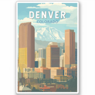 Denver Colorado Travel Art Vintage Sticker