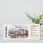 Denver Colorado Trip Boarding Pass Ticket Kaart (Staand voorkant)