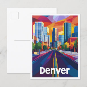 Denver Colorado USA Vintage Travel Illustratie Briefkaart