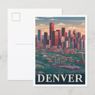 Denver Colorado USA Vintage Travel Illustratie Briefkaart