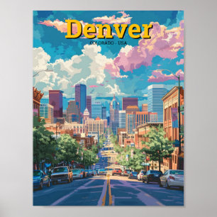 Denver Colorado Verenigde Staten Vintage Travel Poster