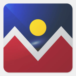 Denver colorado vierkante glanzende vlag sticker