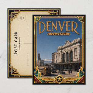 Denver Colorado Vintage Art Deco Gouden Tijdperk Briefkaart