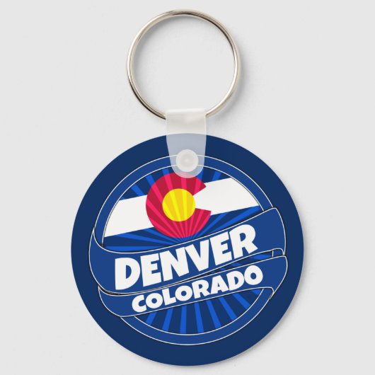 Denver Colorado vlag barst sleutelhanger (Voorkant)
