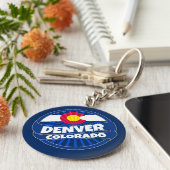 Denver Colorado vlag barst sleutelhanger (Zijkant)