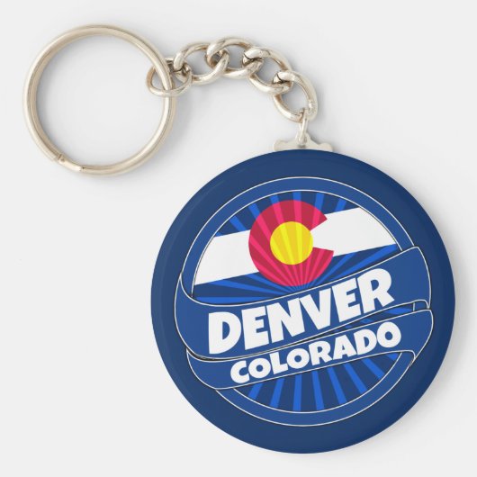 Denver Colorado vlag barst sleutelhanger (Voorkant)