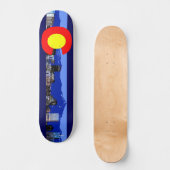 Denver Colorado Vlag berg en Skateboard (Voorkant)