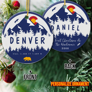 Denver Colorado vlag berg stad wandelen skiën Keramisch Ornament