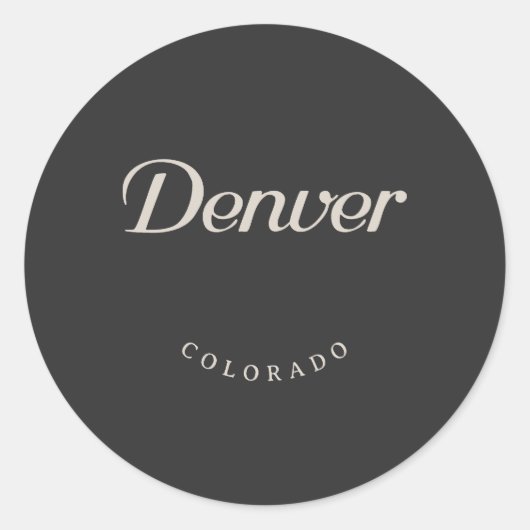 Denver Colorado White Font Ronde Sticker (Voorkant)