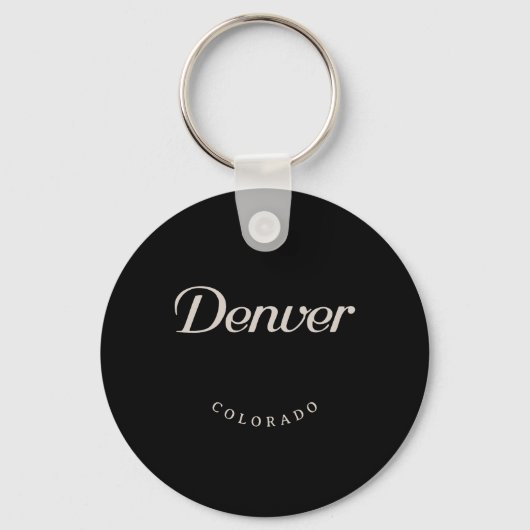 Denver Colorado White Font Sleutelhanger (Voorkant)