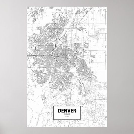 Denver, Colorado (zwart op wit) Poster (Voorkant)