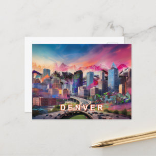 Denver, de hoge stad van de mijl briefkaart