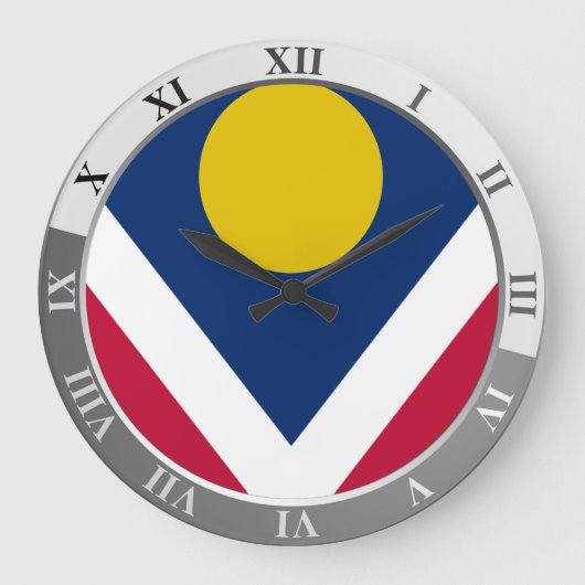 Denver flag Large Clock Grote Klok (Voorkant)