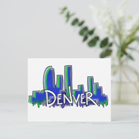 Denver graffiti style skyline briefkaart (Staand voorkant)