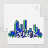 Denver graffiti style skyline briefkaart (Voorkant / Achterkant)