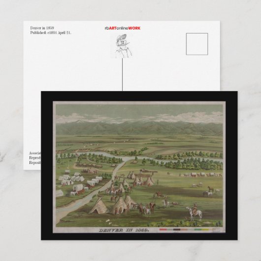 Denver in 1859 briefkaart (Voorkant / Achterkant)