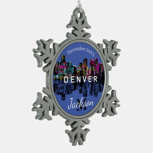 Denver in graffiti tin sneeuwvlok ornament (Links)