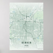Denver kaart Emerald Colorado stad poster wanddeco (Voorkant)