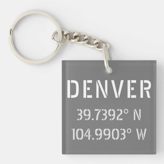 Denver Latitude en Lengtegraad Sleutelhanger (voorkant)