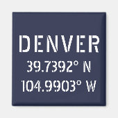 Denver Latitude Longitude Magneet (Voorkant)