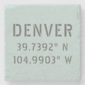 Denver Latitude Longitude Stenen Onderzetter (Voorkant)