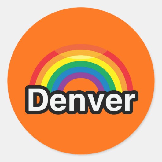 DENVER LGBT PRIDE REGENBOOG RONDE STICKER (Voorkant)