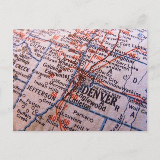 Denver Map Briefkaart (Voorkant)