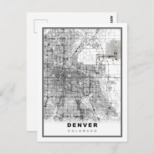 Denver Map Briefkaart (Voorkant / Achterkant)