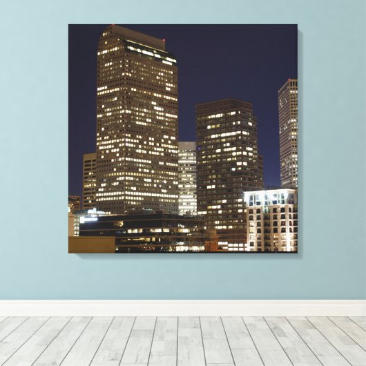 Denver Night Skyline Canvas Afdruk (Insitu (Houten vloer))