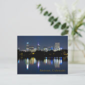 Denver Night Skyline Reflection Briefkaart (Staand voorkant)